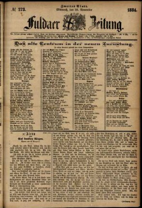 Ausgabe vom Mittwoch, den 26. November 1884.
