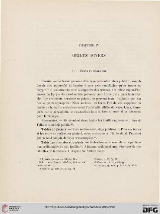 Chapitre IV: Objets divers