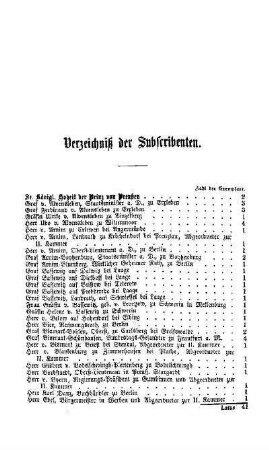 Verzeichnis der Subscribenten