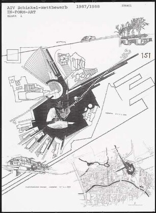 »In-form-art« Kulturinstitut der Zukunft am Kulturforum, Berlin-Tiergarten Schinkelwettbewerb 1988: Lageplan 1:5000