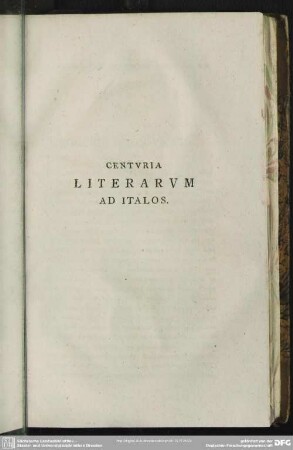 Centuria Literarum Ad Italos