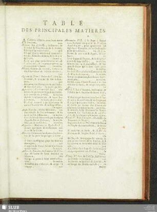 Table Des Principales Matieres