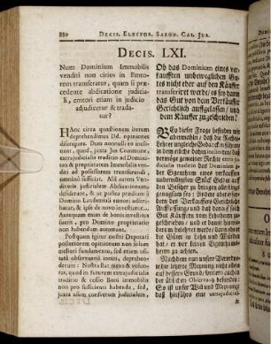 Decis. LXI. - Decis. LXV.