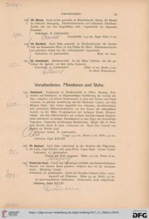 Verschiedenes. Miniaturen und Stiche (Nr. 151-160)