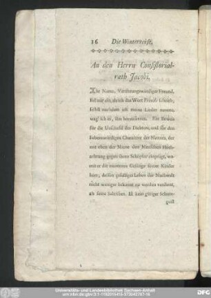 An den Herrn Consistorialrath Jacobi.