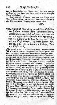 Sammlung medicinischer Schriften von Fiebern, Kinderblattern, Lungenentzündung, Seitenstechen ud Halskrankheiten,[...]