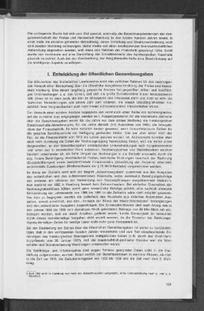 I. Entwicklung der öffentlichen Gesamtausgaben