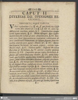 Caput II Diversas DD. Opiniones Recenset