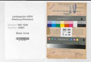 Entnazifizierung Ernst Stock , geb. 09.03.1890 (Schlosser)