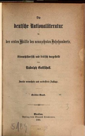 Die deutsche Nationalliteratur in der ersten Hälfte des neunzehnten Jahrhunderts : literarhistorisch und kritisch dargestellt, 3