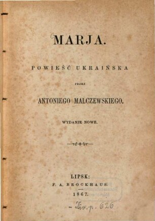 Marja : Powieść ukraińska. Wydanie nowe