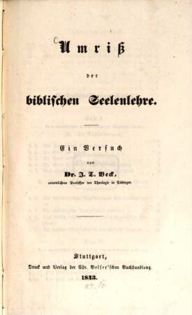 Umriss der biblischen Seelenlehre : ein Versuch