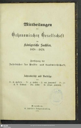 5.1878/79(1879): Mitteilungen der Ökonomischen Gesellschaft im Königreiche Sachsen