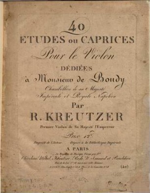 40 études ou caprices : pour le violon