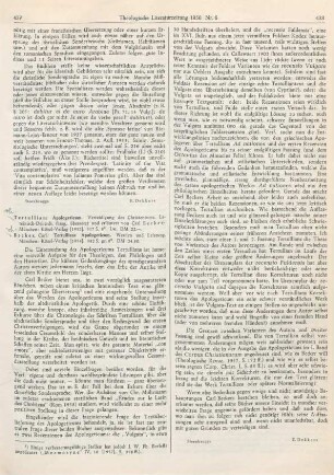 437-438 [Rezension] Tertullianus, Quintus Septimius Florens, Apologeticum