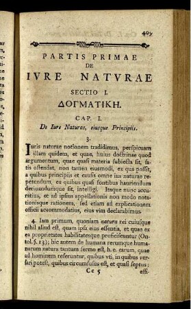 Partis Primae De Jure Naturae