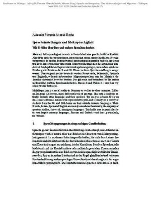 Spracheinstellungen und Mehrsprachigkeit. Wie Schüler über ihre und andere Sprachen denken