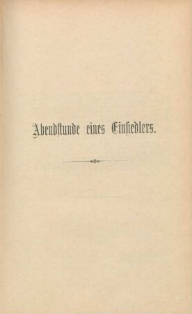 Abendstunde eines Einsiedlers