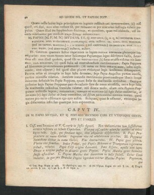 Caput IV. De M. Papio Mutilo, Et Q. Poppaeo Secundo Coss. Et Utriusque Gentibus Et Familiis