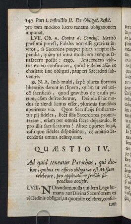 140-160, Quaestio IV. Ad quid teneatur Parochus, qui diebus...