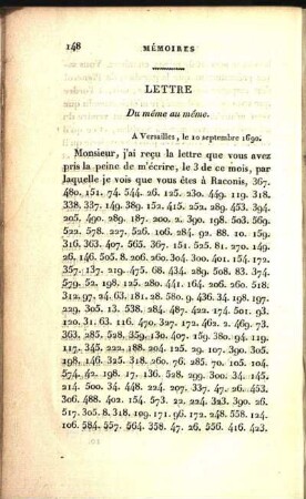 Lettre Du même au même. A Versailles, le 10 septembre 1690.
