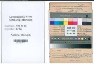 Entnazifizierung Heinrich Kaehne , geb. 30.08.1896 (Kaufmaennischer Angestellter)