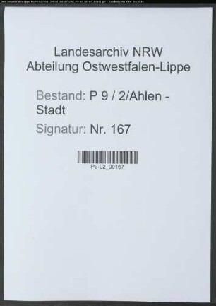 Sterberegister Standesamt Ahlen-Stadt