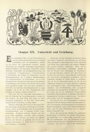 Gruppe XIX. Unterricht und Erziehung