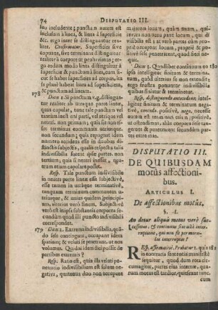 Disputatio III. De Quibusdam motus affectionibus.