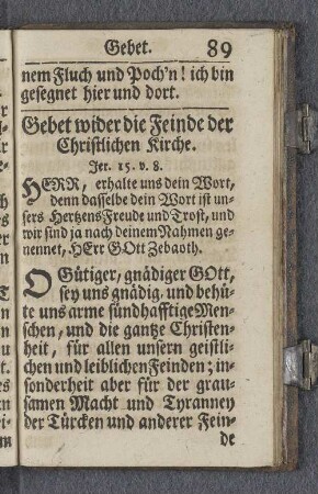 Gebet wider die Feinde der Christlichen Kirche.