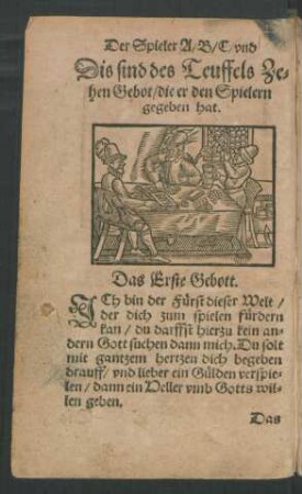 Dis sind des Teuffels Zehen Gebot/ die er den Spielern gegeben hat.