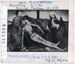 nach Rogier van der Weyden: Beweinung Christi, Brüssel, Museum