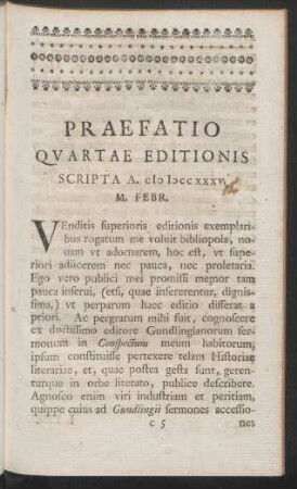 Praefatio Quartae Editionis Scripta A. clo locc xxxv. M. Febr.