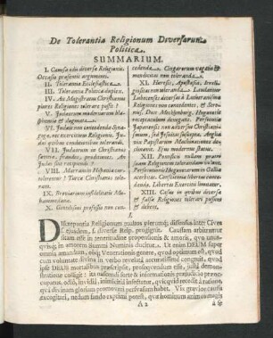 De Tolerantia Religionum Diversarum Politica.