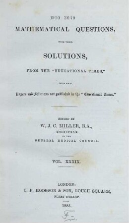 39: Mathematical questions and solutions