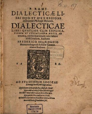 P. Rami Dialecticae Libri Duo