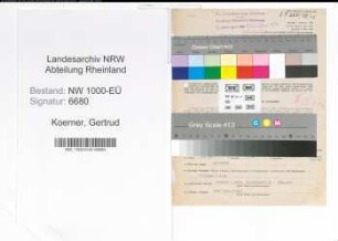 Entnazifizierung Gertrud Koerner, geb. 06.10.1892 (Haushaelterin)