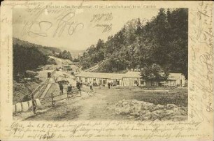 Eisenbahn-Bau Bergneustadt-Olpe. Landschaftsansicht mit Cantine.