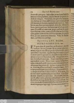 Epistola LXII. Bruxellam. Petro Robertio, Suo.