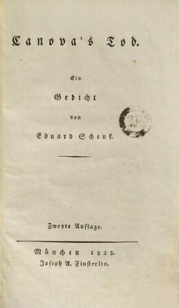 Canova's Tod : ein Gedicht