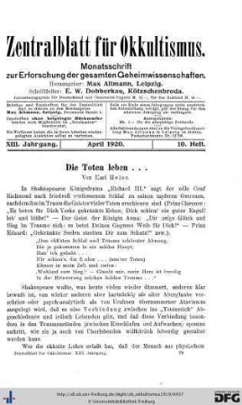 10. Heft (Apr. 1920)