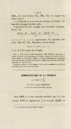 Démonstration de la formule ... .