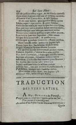 Traduction des Vers Latins.