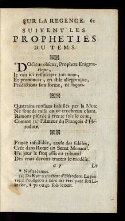 Suivent Les Propheies Du Tems.