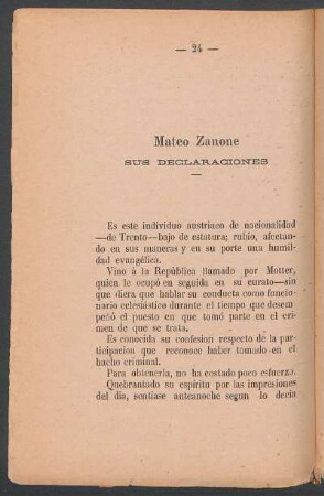 Mateo Zanone sus declaraciónes