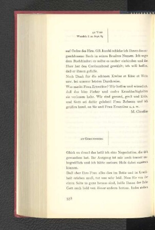 An Voss Wandsbeck, den 22. September 1783