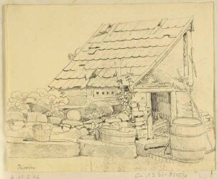 Schuppen mit Gerätschaften in einem Garten in Rippien südlich von Dresden