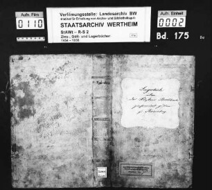 Lagerbuch über des Klosters Bronnbach Zinsen und Gülten zu Rauenberg