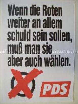 Schriftplakat der PDS zur Bundestagswahl 1994