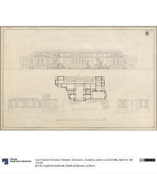 Potsdam. Zivilcasino. Grundriss, Aufriss und Schnitte